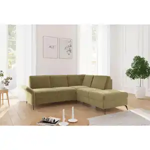 Sit & More Ecksofa Rochelle E, Olivgrün, Metall, 5,5-Sitzer, Ottomane rechts, L-Form, 240x216 cm, Goldenes M, Oeko-Tex® Standard 100, Made in Europe, DGM-Klimapakt, Schlafen auf Sitzhöhe, Rücken