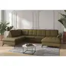 Bild 1 von Sit & More Wohnlandschaft Zora E, Olivgrün, Metall, Echtleder, Nappaleder, 7,5-Sitzer, Ottomane links, U-Form, 319x212 cm, Goldenes M, Made in Europe, DGM-Klimapakt, Rücken echt, Armteil rechts, Wo