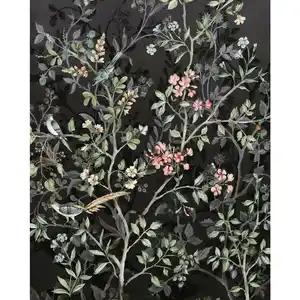 Xora Vliestapete, Grün, Rosa, Schwarz, Floral, 200x250 cm, Fsc, Tapeten & Wandverkleidungen, Vliestapeten