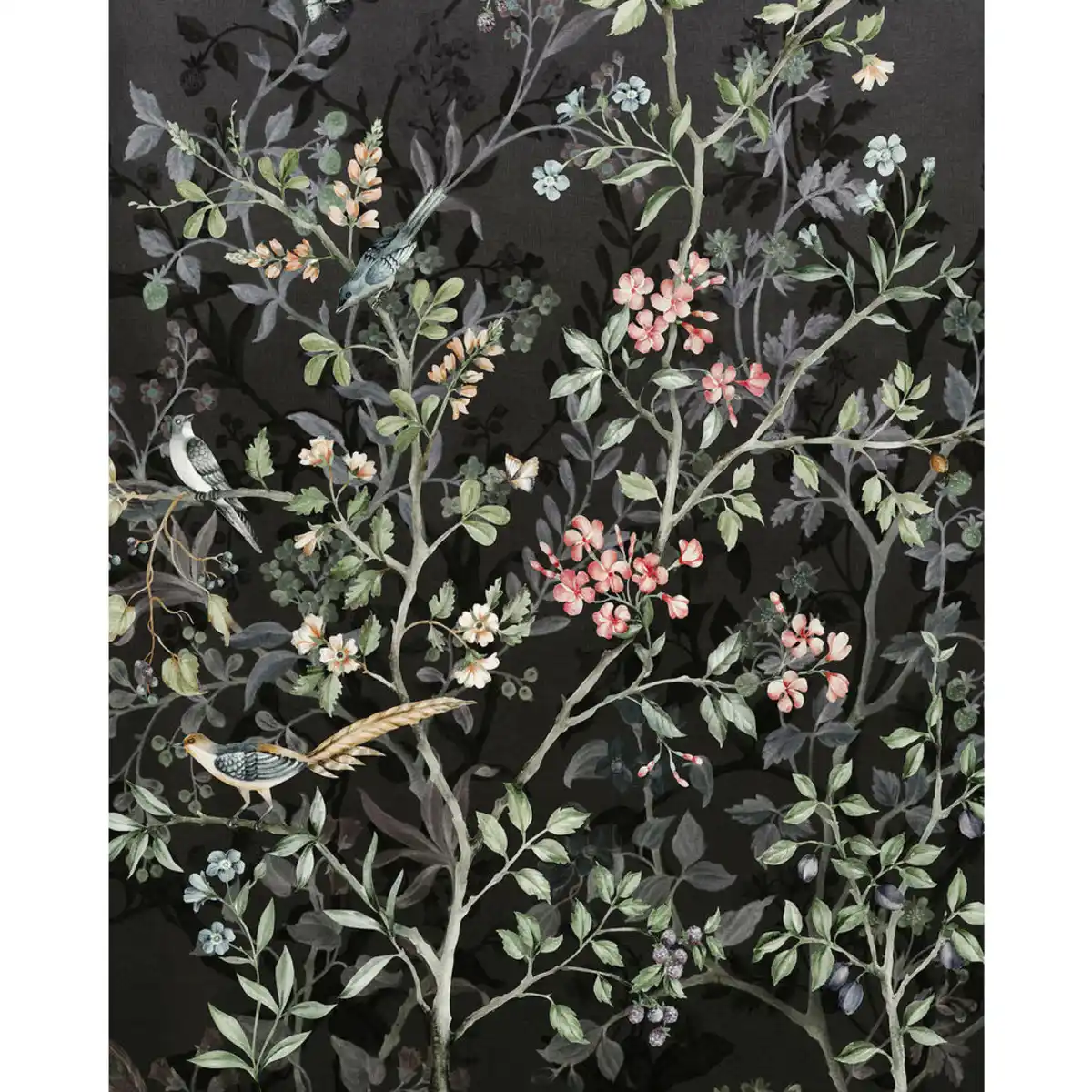 Bild 1 von Xora Vliestapete, Grün, Rosa, Schwarz, Floral, 200x250 cm, Fsc, Tapeten & Wandverkleidungen, Vliestapeten