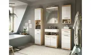 Badmöbel-Set SCHLOONSEE, 2 tlg., bestehend aus: Waschbeckenunterschrank, Spiegelschrank, in verschiedenen Farben erhältlich, Badmöbel, Kombination, Badezimmer Schloonsee