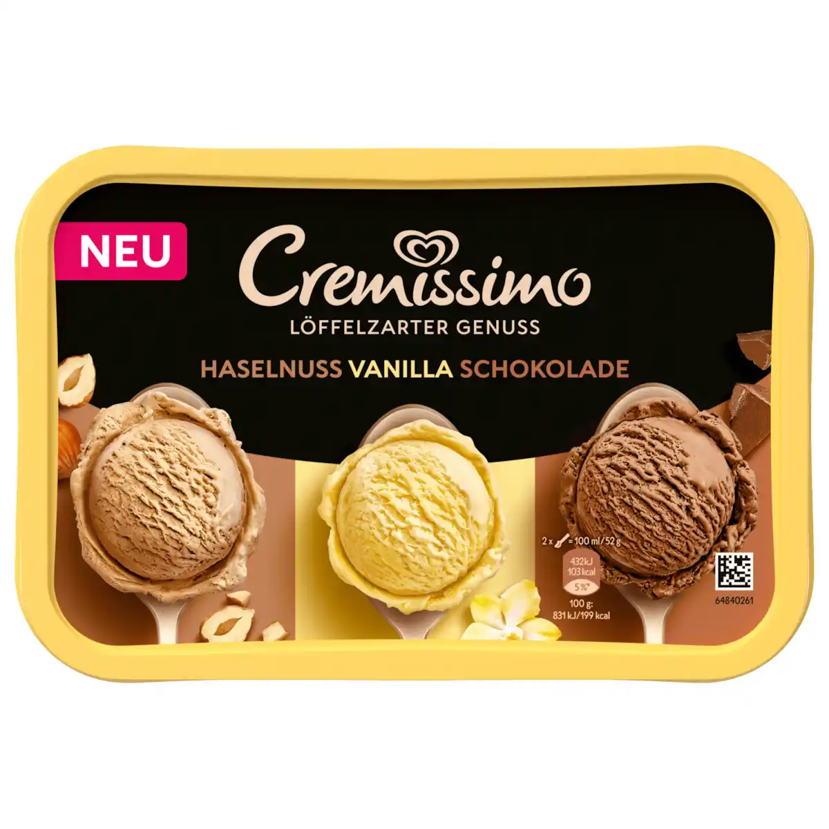 Bild 1 von Cremissimo Haselnuss Vanille & Schokolade Eis 1l