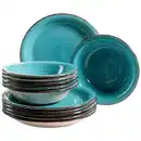 Bild 1 von Mäser Tafelservice, Türkis, Keramik, 12-teilig, handbemalt, Essen & Trinken, Geschirr, Geschirr-Sets, Tafelservice