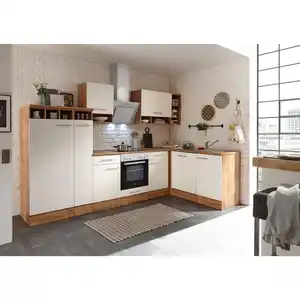 Respekta Eckküche Hilde, Weiß, Wildeiche, Holzwerkstoff, 2 Schublade(n) Schubladen, L-Form, einmalig seitenverkehrt montierbar, 310x172 cm, links aufbaubar, rechts aufbaubar, Küchen, Eckküchen, E
