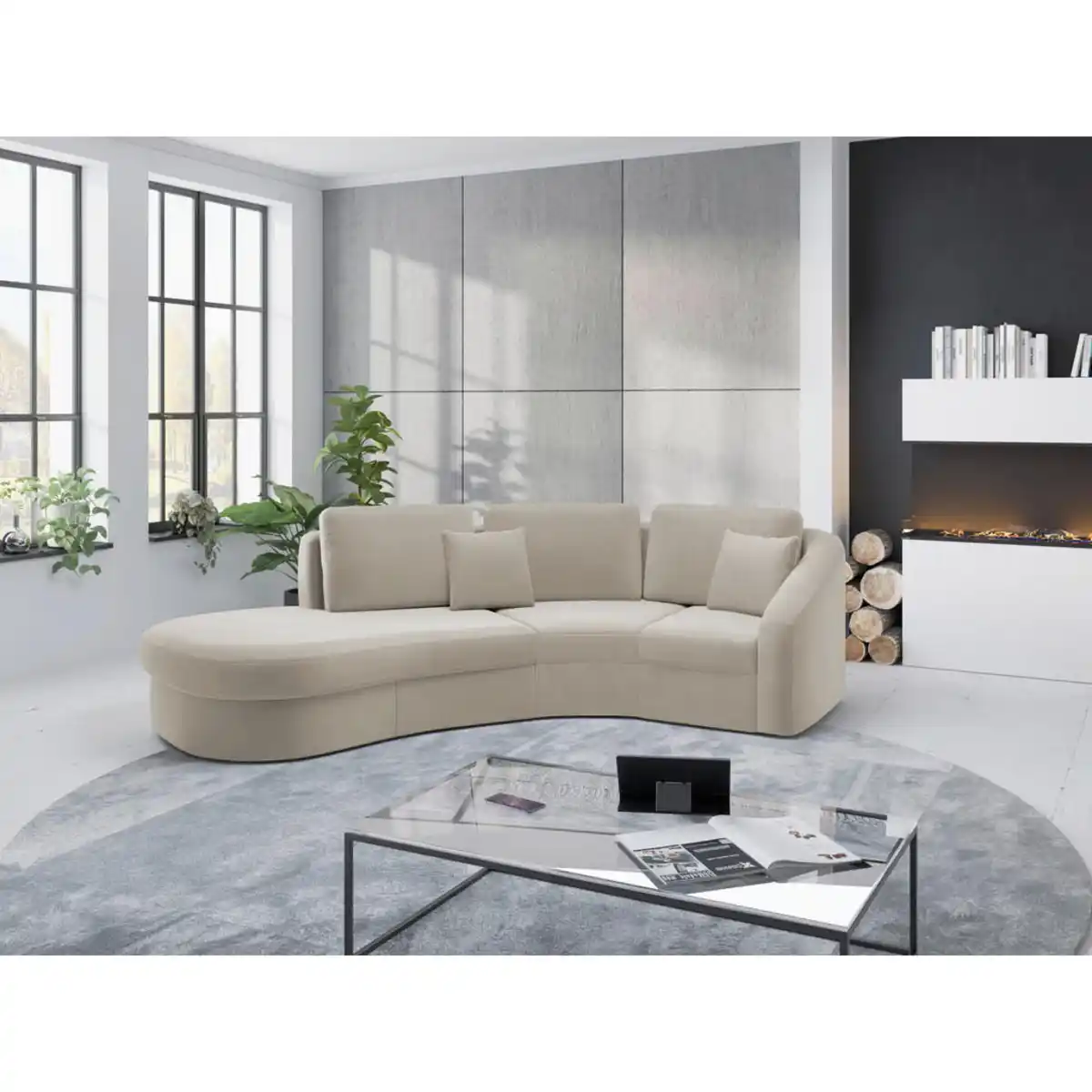 Bild 1 von Sit & More Ecksofa Jazz V, Sand, Kunststoff, 4-Sitzer, Füllung: Polyester, organische Form, L-Form, 266x230 cm, Goldenes M, Oeko-Tex® Standard 100, Made in Europe, DGM-Klimapakt, Rücken echt, Armt