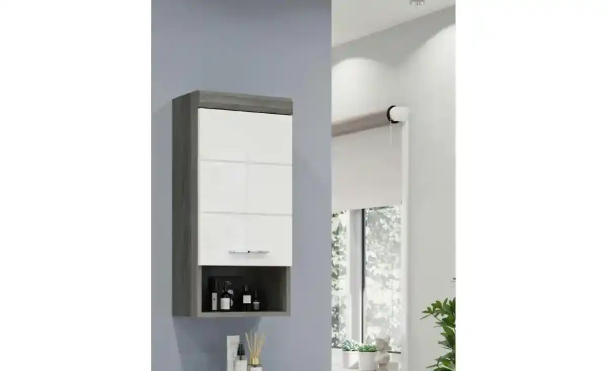Bild 4 von Hängeschrank SCHLOONSEE, Breite 37cm, 1 Tür, 1 offenes Fächer, 1 Einlegeboden, MDF-Front, in verschiedenen Farben erhältlich, Badmöbel, Badschrank, Schrank, Bad Schloonsee
