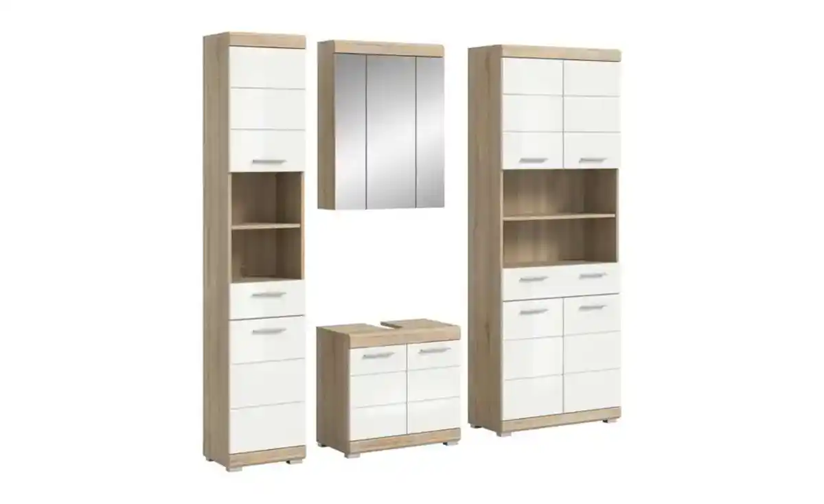 Bild 4 von Badmöbel-Set SCHLOONSEE, 4 teilig, bestehend aus: Hochschrank schmal, WBU, Spiegelschrank, Hochschrank breit Schloonsee