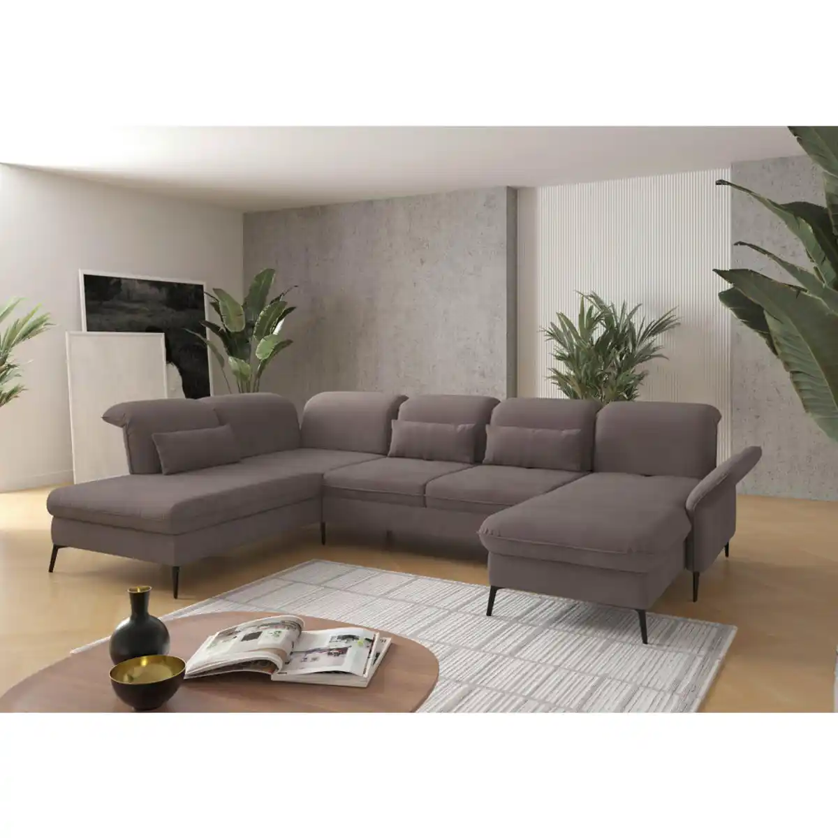 Bild 1 von Sit & More Wohnlandschaft, Taupe, Metall, 7-Sitzer, U-Form, Ottomane links, 359x231 cm, Goldenes M, Oeko-Tex® Standard 100, Made in Europe, DGM-Klimapakt, Rücken echt, Armteil rechts, Wohnzimmer, S