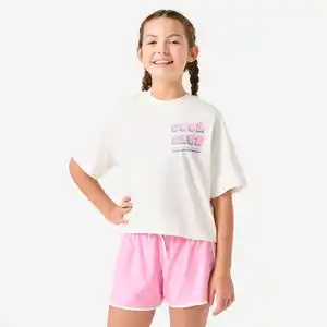DECATHLON T-Shirt Kinder Oversize - cremeweiß