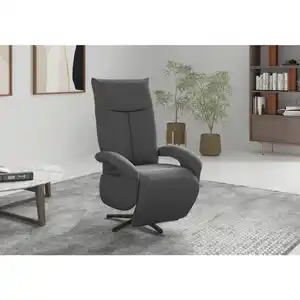 Sit & More Relaxsessel ZOE E, Dunkelgrau, Metall, 74x112x82 cm, Goldenes M, Oeko-Tex® Standard 100, Made in Europe, DGM-Klimapakt, Sitzfläche 360° drehbar, gepolsterte Armlehnen, Wohnzimmer, Sesse