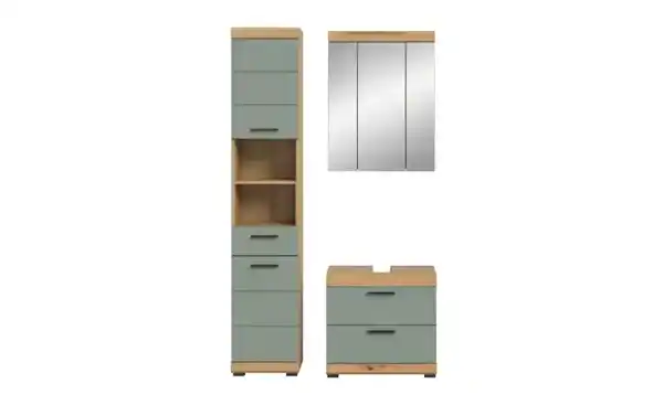 Bild 2 von Badmöbel-Set SCHLOONSEE, 3 teilig, bestehend aus: Hochschrank, Waschbeckenunterschrank, Spiegelschrank, Hochschrank, Waschbeckenunterschrank, Spiegelschrank Schloonsee