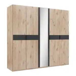 Drehtürenschrank Bergamo Graphit/Eichefarben, Graphitfarben, Eichefarben