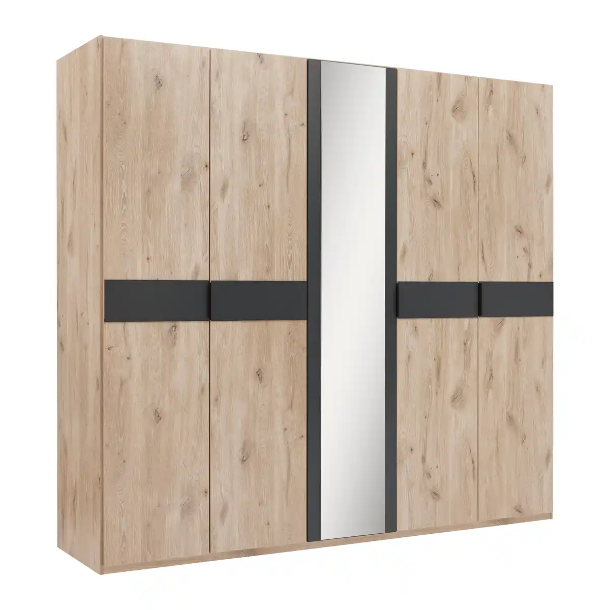 Bild 1 von Drehtürenschrank Bergamo Graphit/Eichefarben, Graphitfarben, Eichefarben