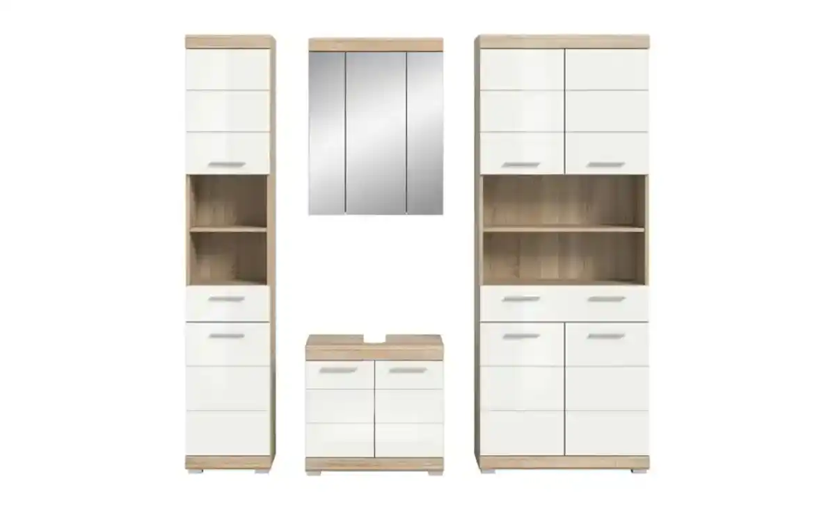 Bild 2 von Badmöbel-Set SCHLOONSEE, 4 teilig, bestehend aus: Hochschrank schmal, WBU, Spiegelschrank, Hochschrank breit Schloonsee