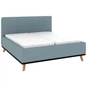 Musterring Polsterbett, Blau, Holz, Esche,Birke, Buche, massiv, H2, Höhe ca. 20 cm, 160x200 cm, Reach, atmungsaktiv,in verschiedenen Größen erhältlich,Mittelgurt, verstellbar, Schlafzimmer, Bette
