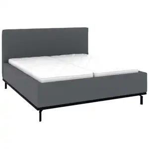 Musterring Polsterbett, Grau, Metall, Birke, Buche, massiv, H3, Höhe ca. 20 cm, 180x200 cm, atmungsaktiv,Bettkasten, Lattenrost, Matratze, in verschiedenen Größen erhältlich,Mittelgurt, verstellb