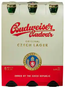 BUDWEISER Budvar, Packg. 6 x 0,33-l-Fl.