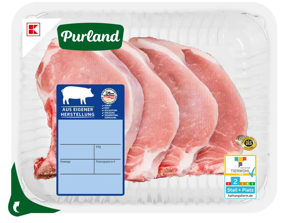 Bild 1 von K-PURLAND Schweinekotelett, 4 St. = 700-g-Packg.
