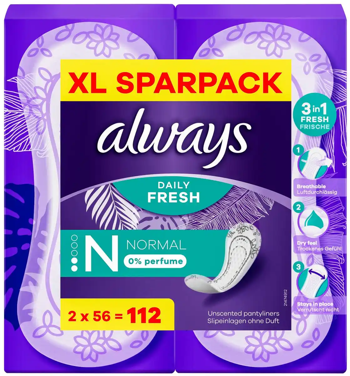 Bild 1 von ALWAYS Slipeinlagen, 2 x 40 - 56-St.-Packg.