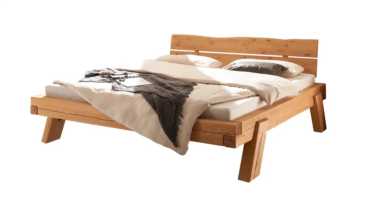 Bild 1 von Balkenbett 140 cm Kiefer massiv Holzbeine - TAVEN