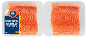 K-BLUE BAY Norweg. Lachsfilet-Portionen XXL, 8 St. = 1-kg-Großpackg.