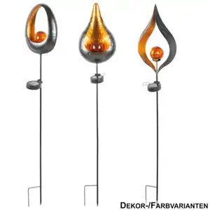 Solar LED-Gartensteckleuchte 93 cm flammenförmig mit Bodenspieß