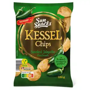 SUNSNACKS Scharfe Kessel Chips 150 g, Smoked Jalapeno