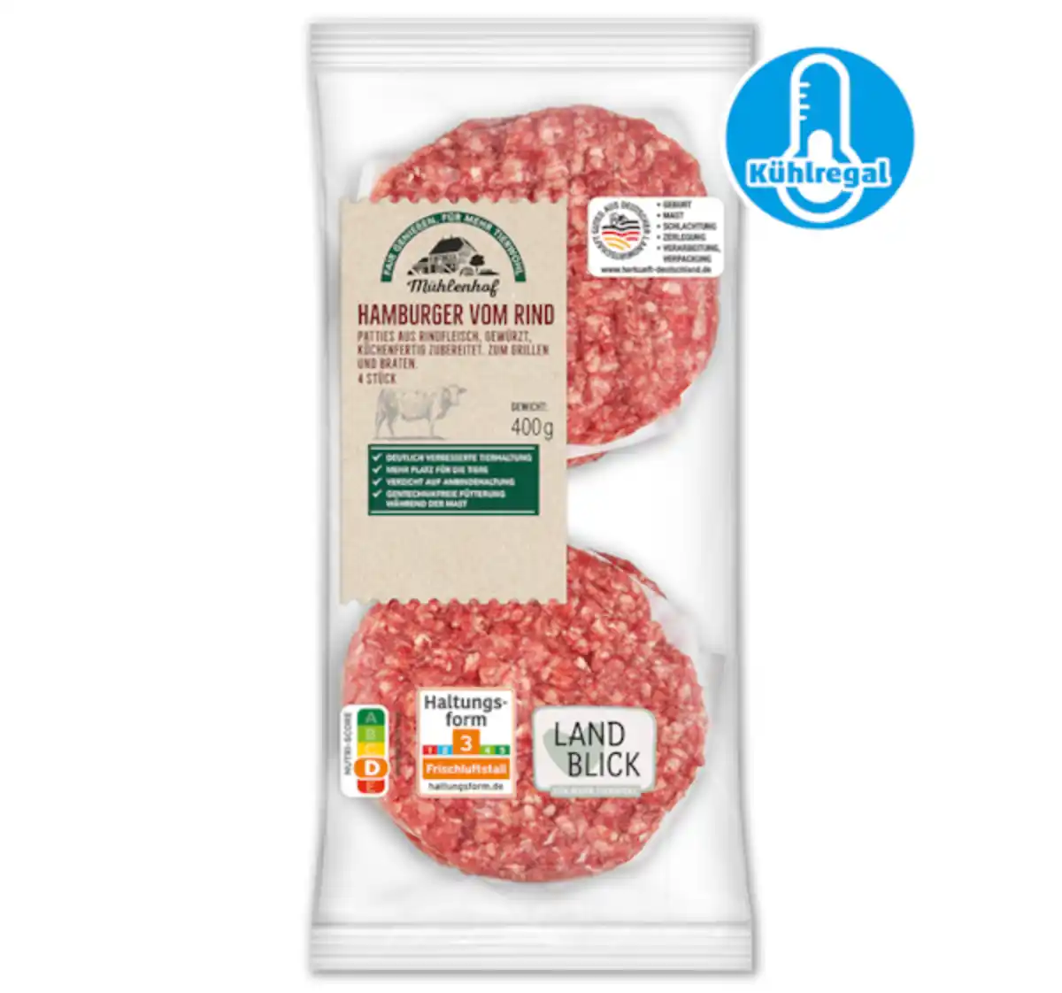 Bild 1 von MÜHLENHOF Frische Hamburger Patties vom Rind