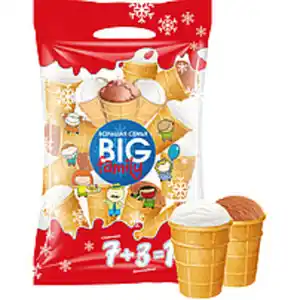 Eis "Big Family" (Vanillegeschmack 7 x 120 ml und Schoko 3 x...