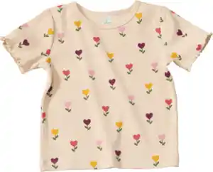 ALANA T-Shirt mit Tulpen-Muster & Ripp-Struktur, beige, Gr. 98, 1 St