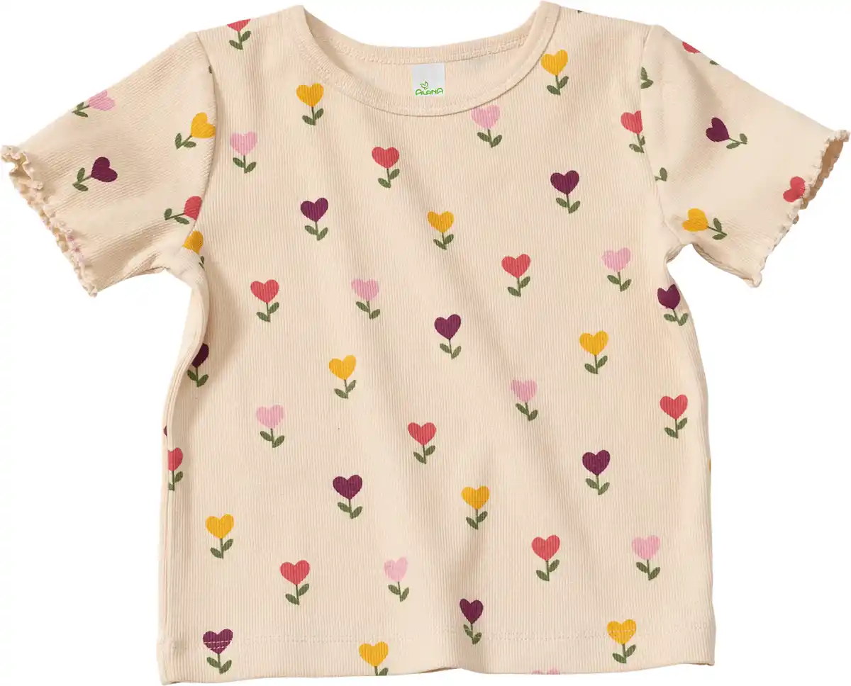 Bild 1 von ALANA T-Shirt mit Tulpen-Muster & Ripp-Struktur, beige, Gr. 98, 1 St