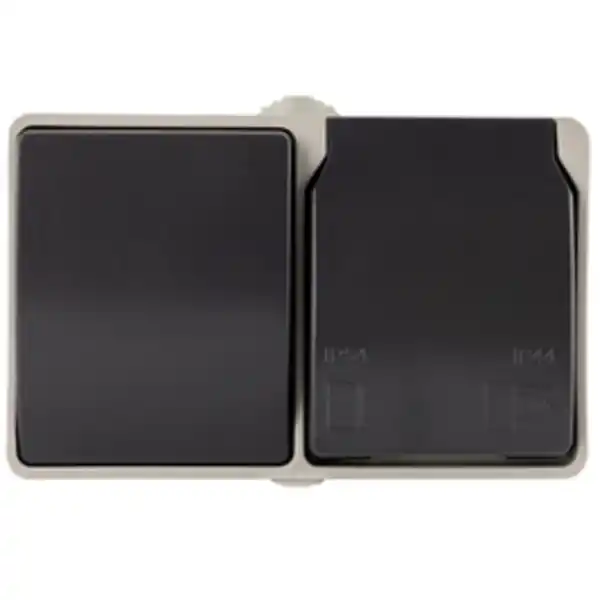 Bild 2 von DEAL! Schalter-Steckdose-Kombination, IP44, grau