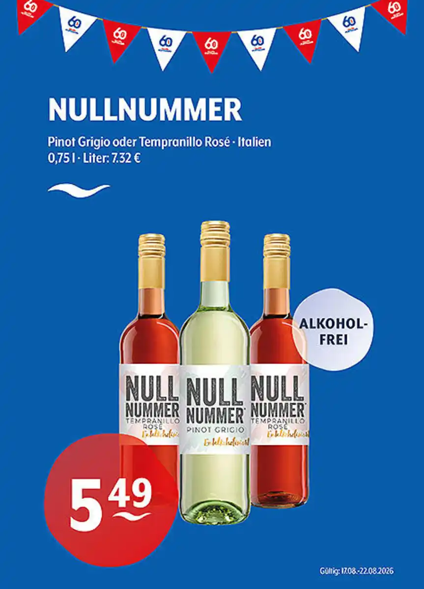 Bild 1 von NULLNUMMER Pinot Grigio oder Tempranillo RoséalkoholfreiItalien