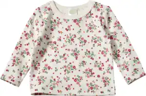 ALANA Langarmshirt mit Ripp-Struktur & Blumen-Muster, weiß, Gr. 116, 1 St