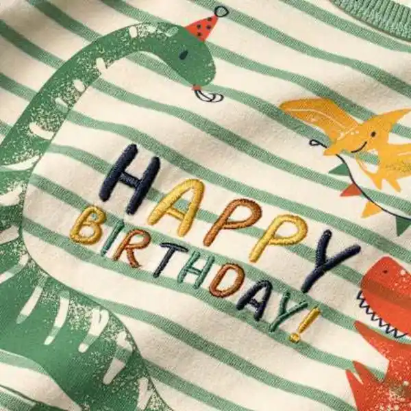 Bild 2 von ALANA Langarmshirt Geburtstag mit Happy Birthday-Schriftzug, grün, Gr. 98/104, 1 St