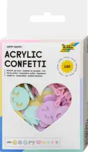 folia Streukonfetti-Mix aus Acryl, Smileys/Herzen/Konfetti, pastell (2,6x9x12 cm), 1 St