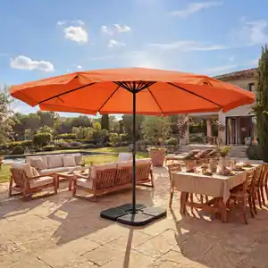 Sonnenschirm Carpi Pro, Gastronomie Marktschirm mit Volant Ø 5m Polyester/Alu 28kg ~ terracotta mit Ständer