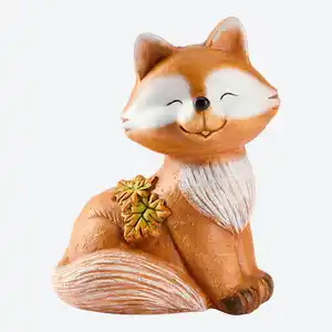 Fuchs-Figur mit Herbstblatt, ca. 27,5x21,5x16,5 cm