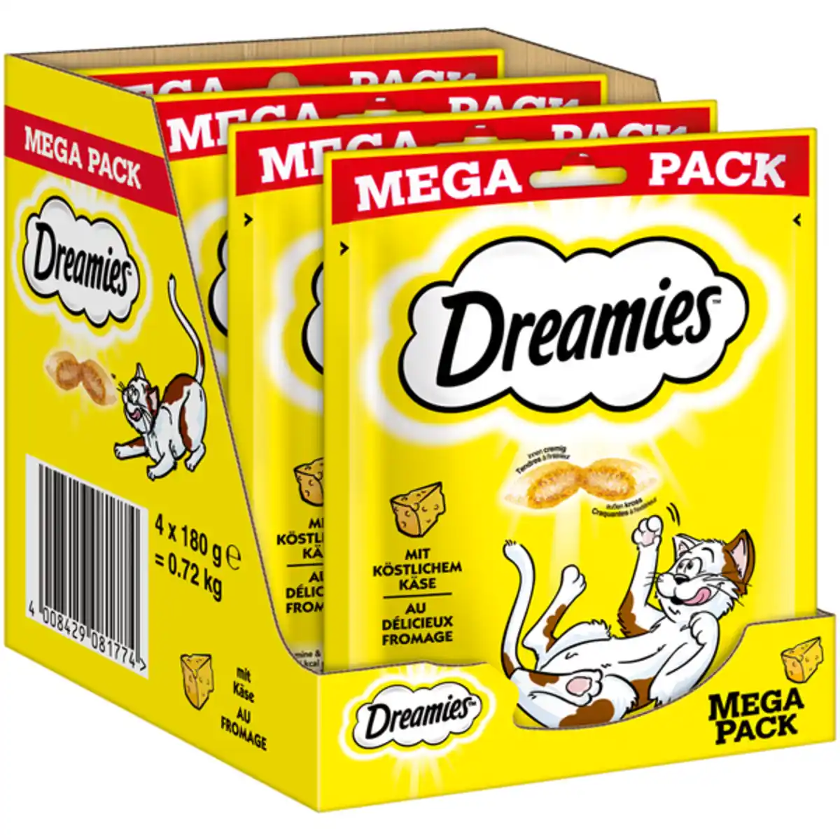 Bild 4 von DREAMIES Portionsbeutel Mega Pack mit Käse 180g - 4er Set