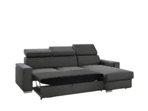 Möbel Punkt Ecksofa Tokio mit Bettfunktion, ca. 203 x 127 cm - Schwarz