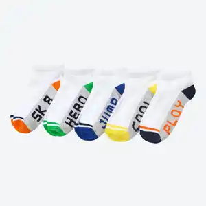 Kinder-Jungen-Sneaker-Socken mit Schriftzug, 5er-Pack