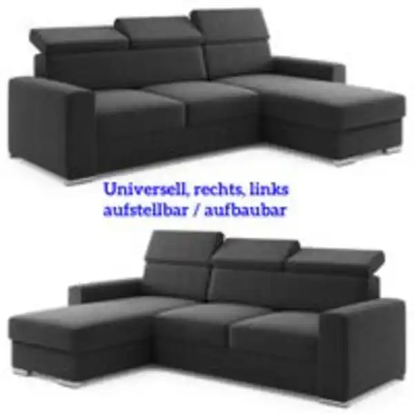 Bild 2 von Möbel Punkt Ecksofa Tokio mit Bettfunktion, ca. 203 x 127 cm - Schwarz