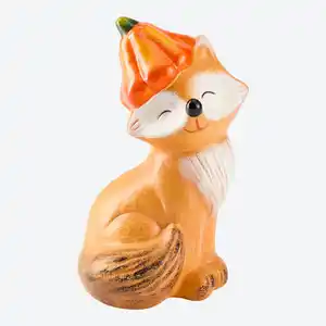 Fuchs-Figur mit Kürbis, ca. 16x10x9 cm