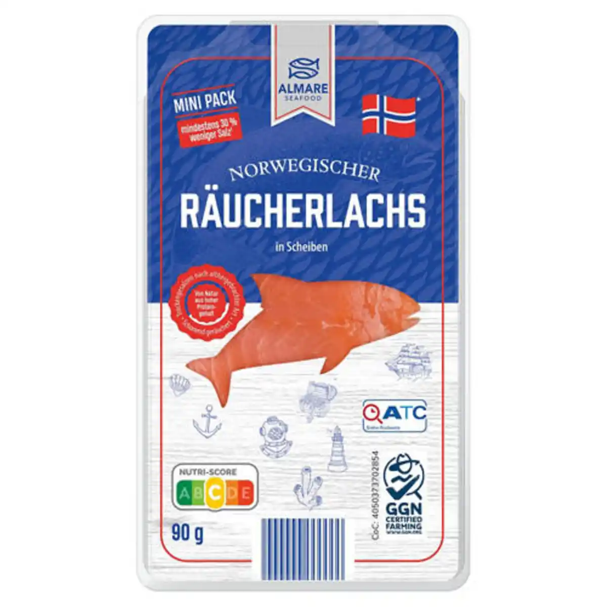 Bild 1 von ALMARE Lachs-Vielfalt 90 g, Räucherlachs