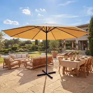 Sonnenschirm Carpi Pro, Gastronomie Marktschirm ohne Volant Ø 5m Polyester/Alu 28kg ~ creme ohne Ständer