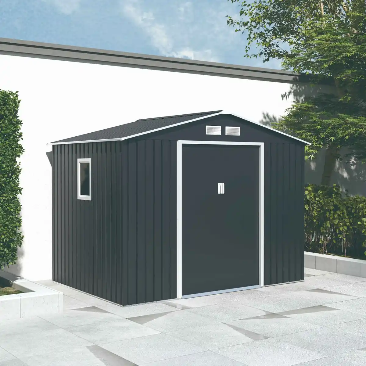 Bild 1 von Never Indoor Metallgerätehaus "HANNA", ca. 277 x 195 x 213 cm - Grau/Weiß