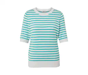 Gestreifter Feinstrickpullover, aqua