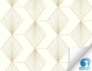 Vorgeleimte Vliestapete Grafik Beige, Gold