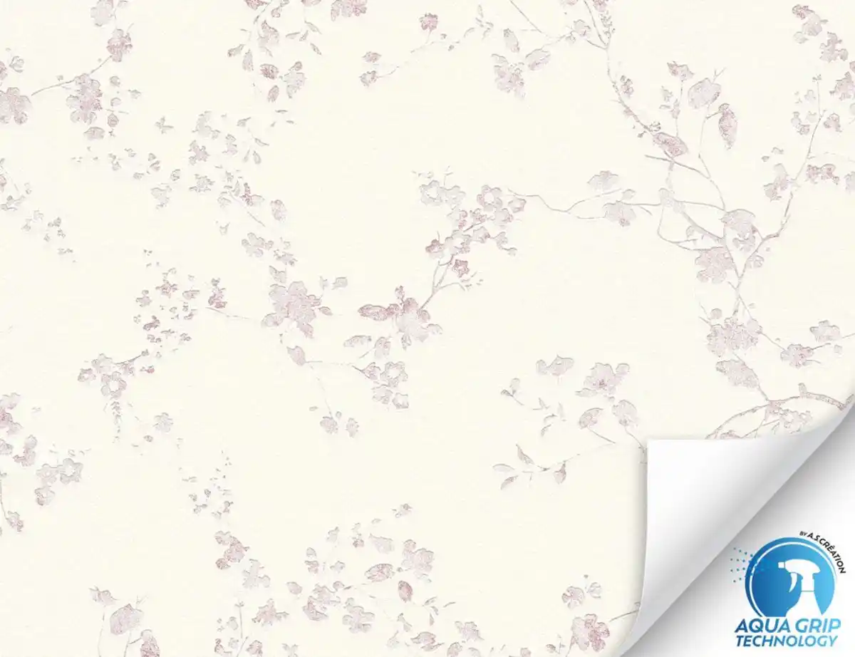 Bild 1 von Vorgeleimte Vliestapete Blume Cremeweiss, Rosa