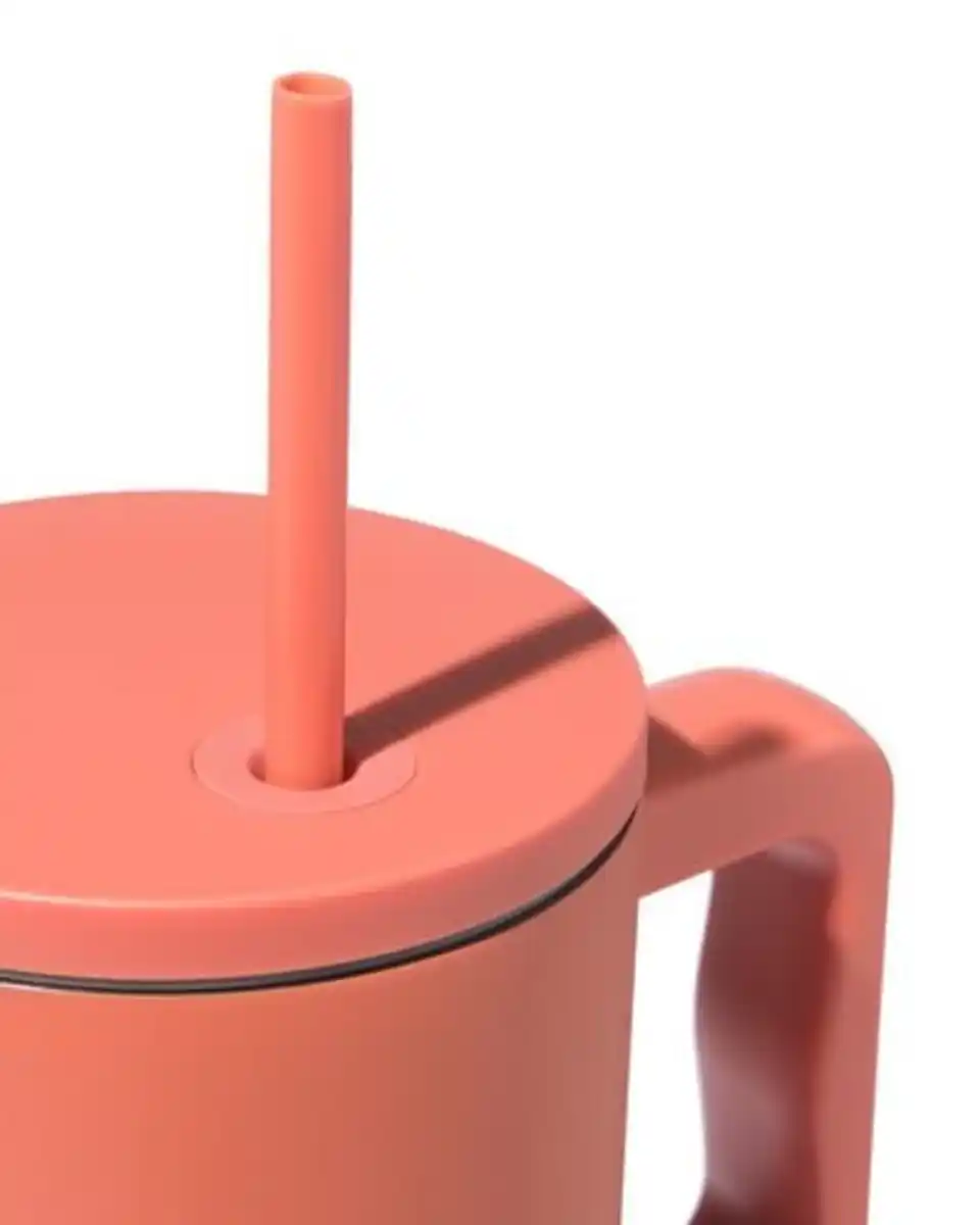 Bild 2 von Trinkbecher mit Trinkhalm, 900 ml, Edelstahl, Terra